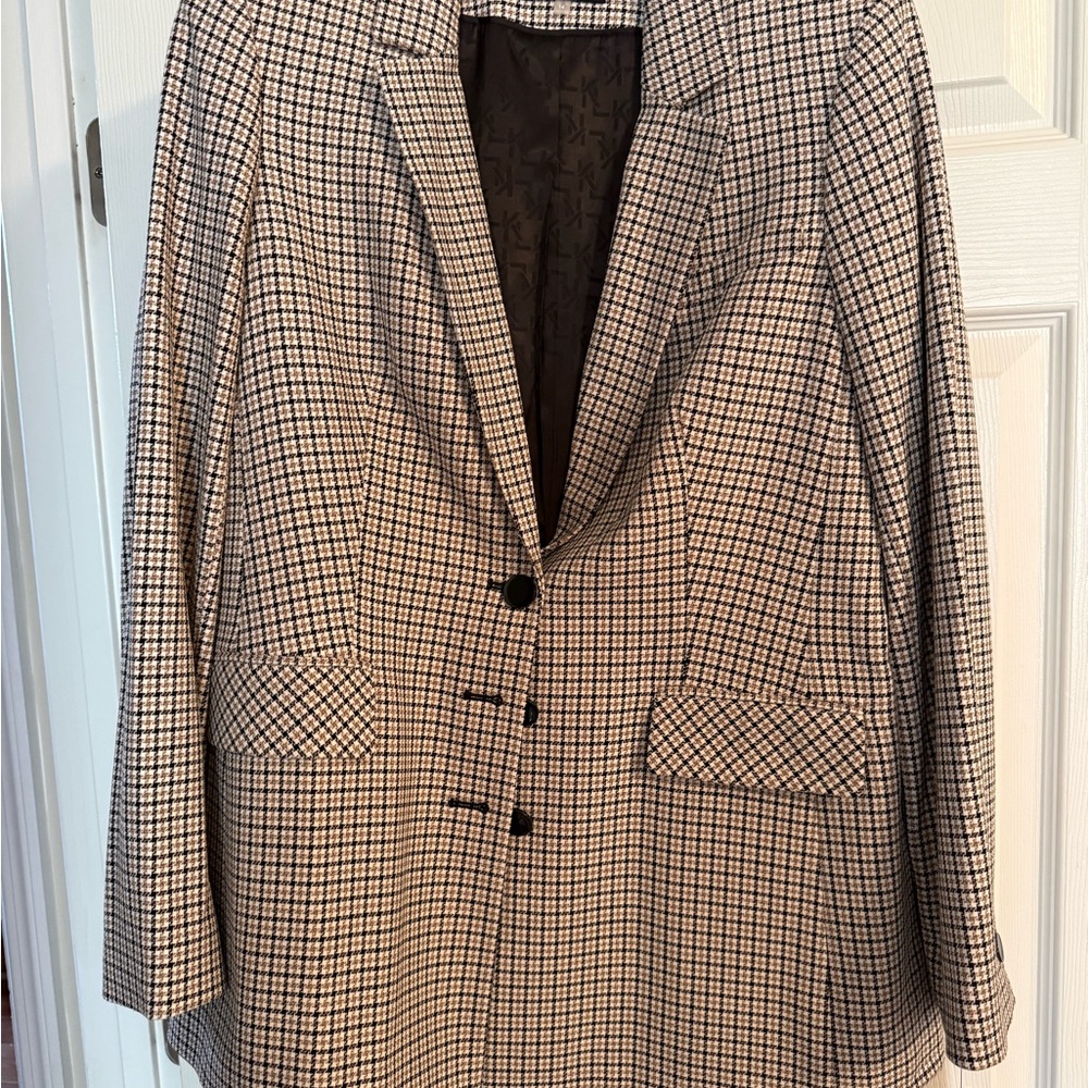 Karl Lagerfeld Black and White Houndstooth Jacket